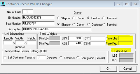 SOLAS Verified Gross Mass Certificate