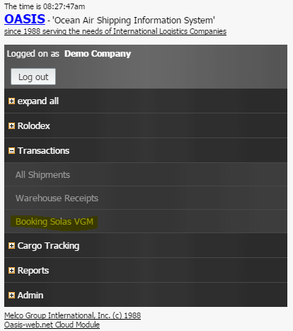 oasis-web cloud menu